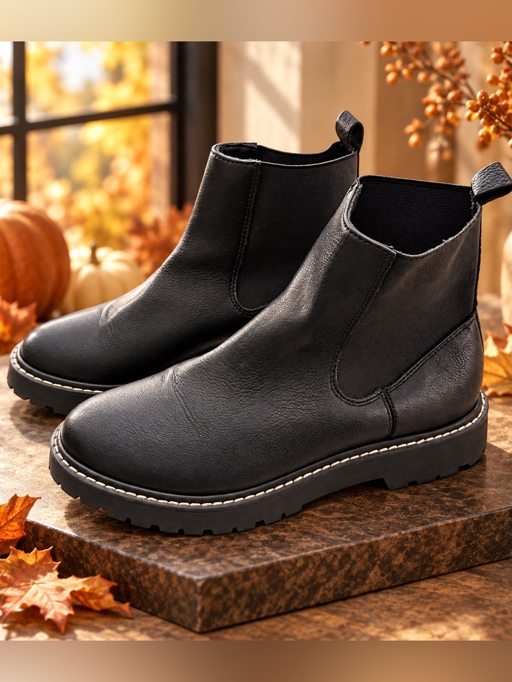 DV by Dolce Vita Lobera Black Chelsea Lug Sole Boots | Women’s 8